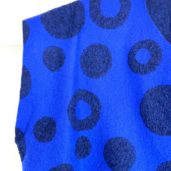 Miriam Carter FeltmakerWoolArt Vest Asymmetrical Button Blue Black Handmade L/XL - Picture 5 of 12